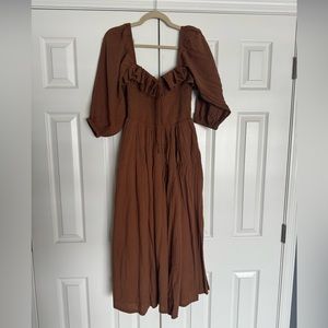 Oasis Midi Dress - free people - size S - color: cigar